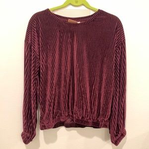 Long Sleeve Silk Burgundy Top